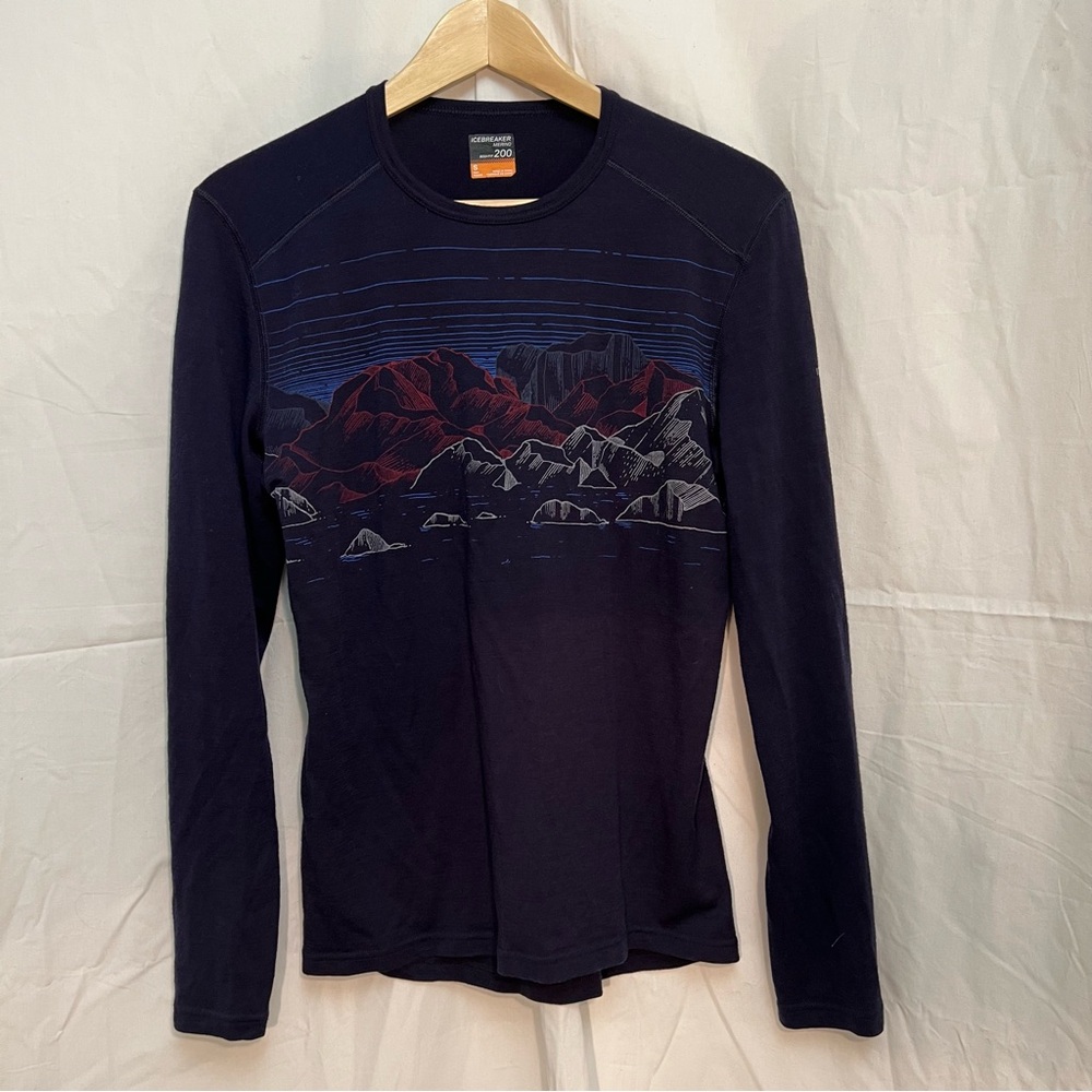 Icebreaker Bodyfit 200 Oasis Crewe ‘Sky Night’ Men’s Small Merino Wool Baselayer